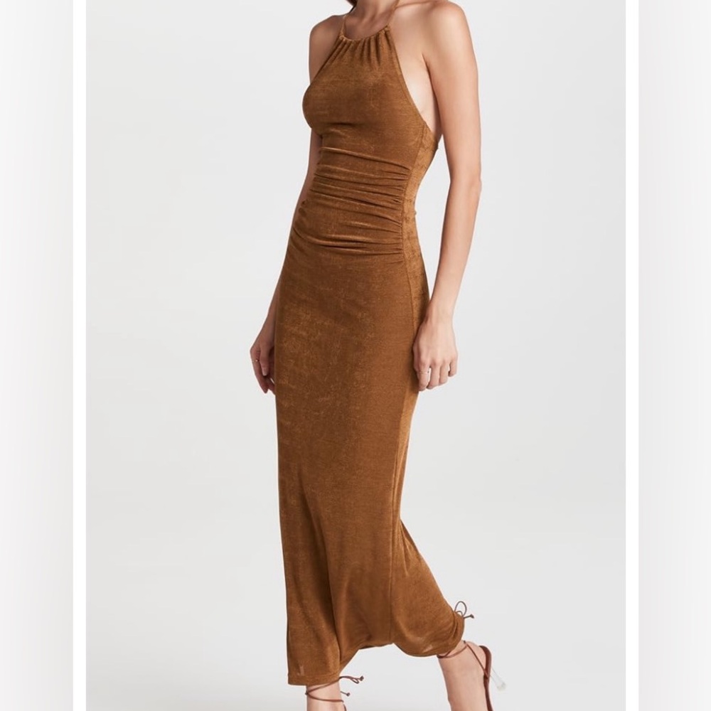 Significant Other halter dress in bronze